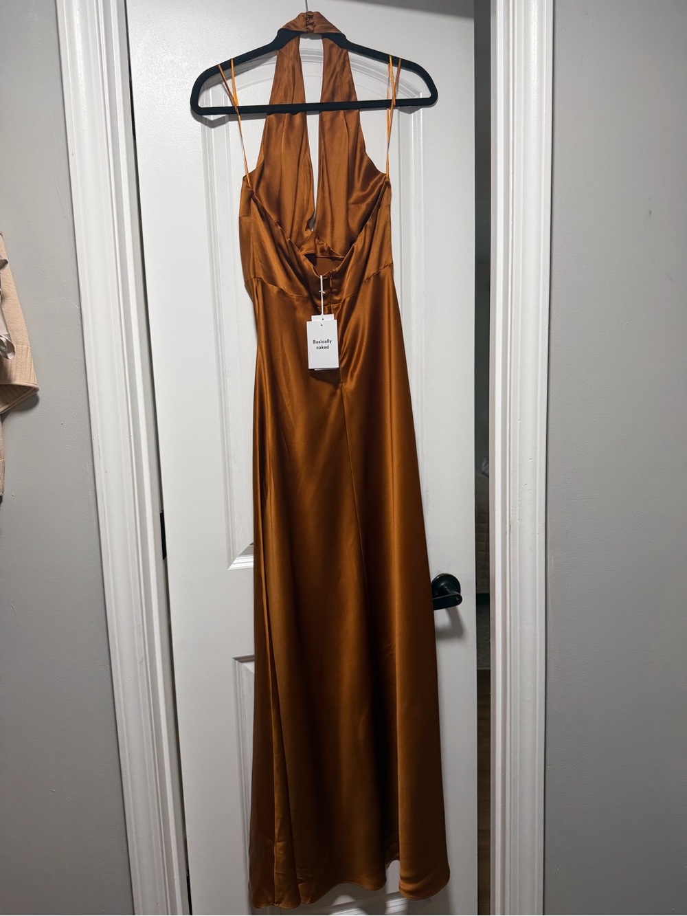 Reformation Daniela Silk Dress. Backless Halter. Color - Copper - Picture 3 of 4